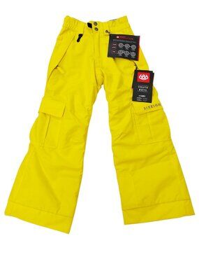 686 Youth Boys XS Yellow Ridge Insulated Snow Cargo Pants Waterproof Ski Winter